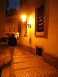prague alley at night